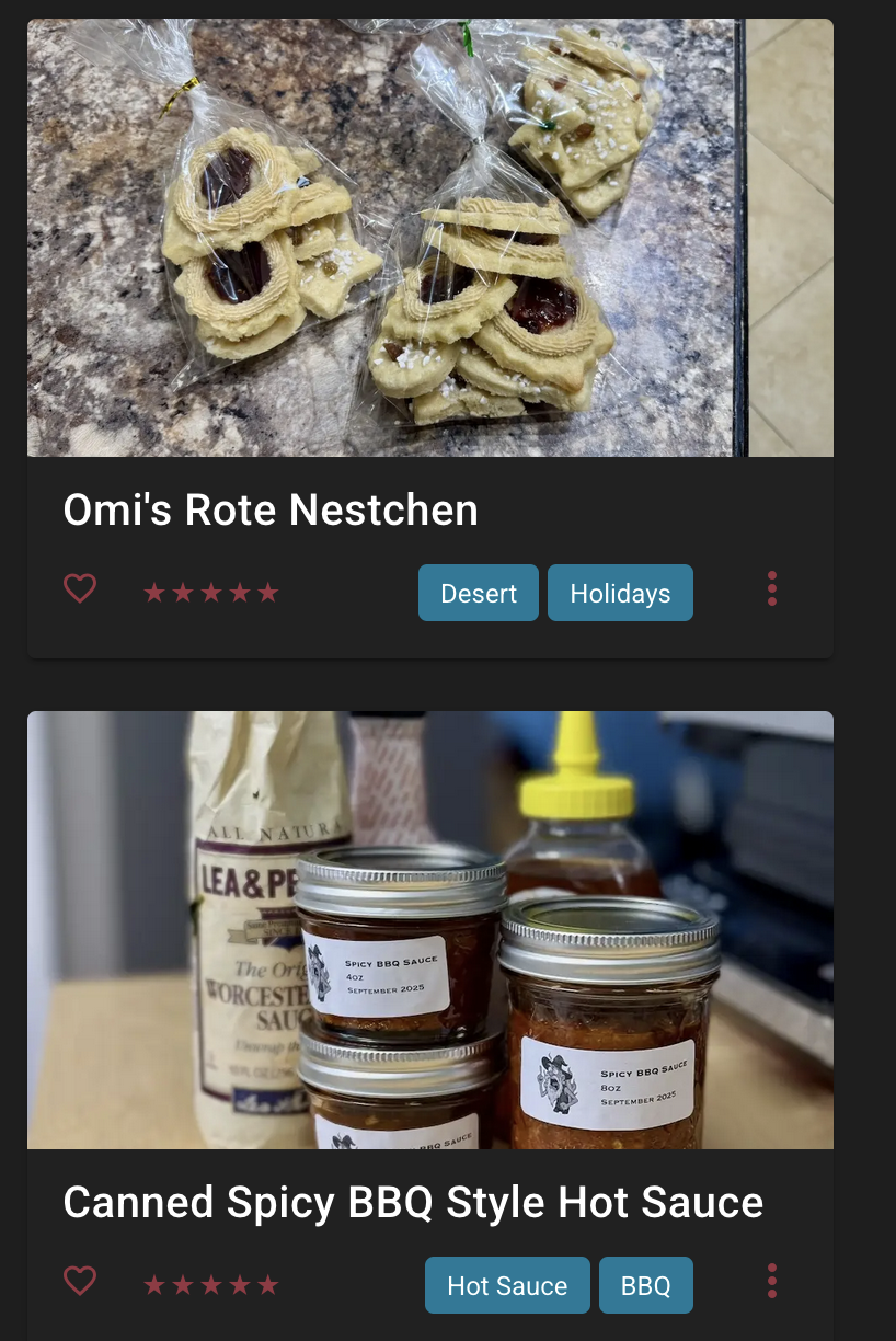 Top: My grandmothers cookies; Bottom: My own BBQ sauce